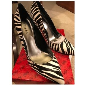 Guess Zebra Print Calf Hair Stiletto Heels